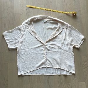 Satiny American eagle button up shirt cream size M oversized